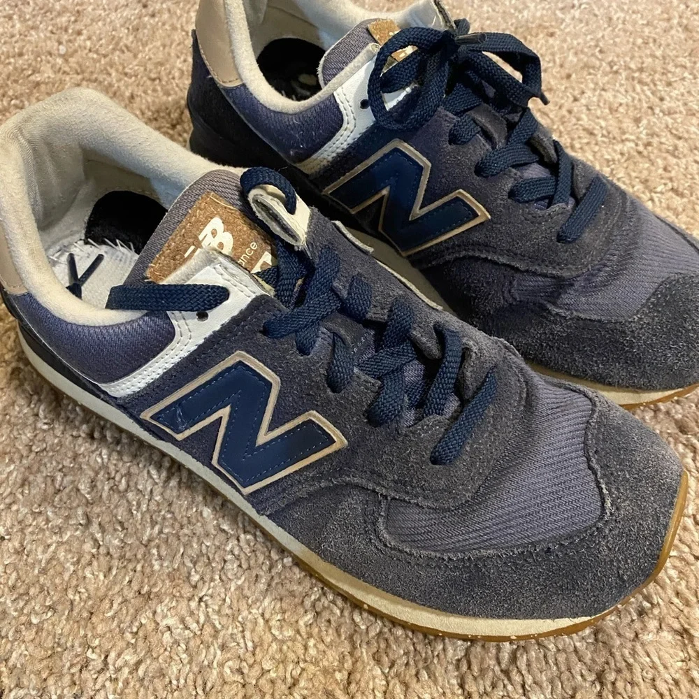 New Balance Men's Navy and Tan Sneakers